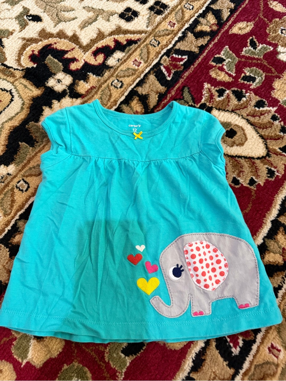 10/20 Carter's Short-Sleeve Top with Elephant Applique